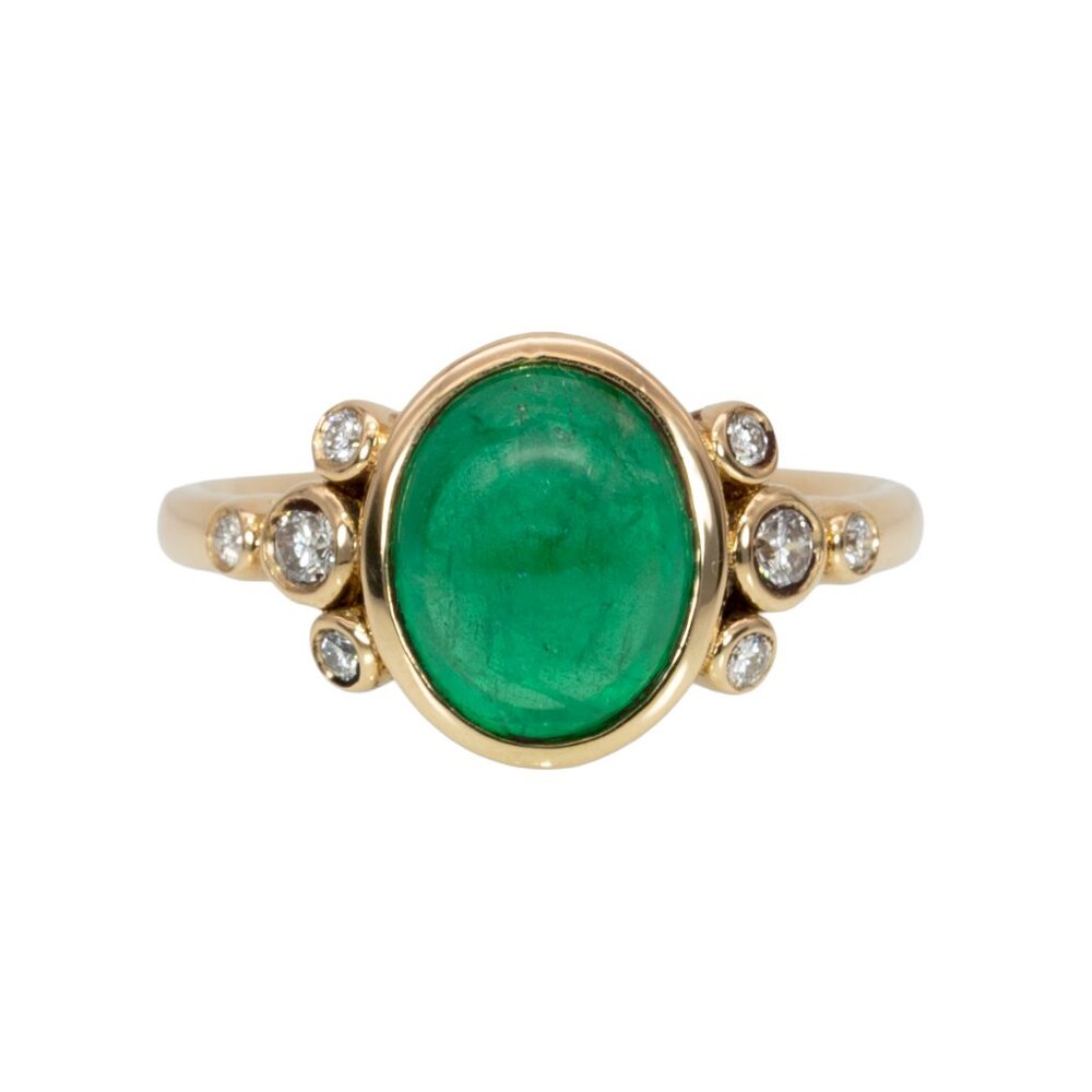 2.8cts Zambian Emerald Ring in Solid 14K Gold with Natural Diamond Accents
